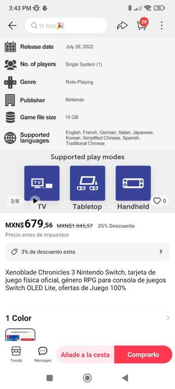AliExpress: Xenoblade Chronicles 3 Nintendo Switch