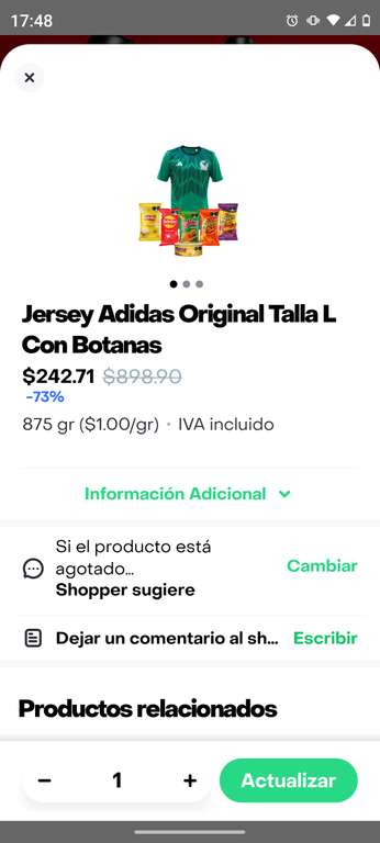 Rappi Turbo - Jersey Adidas Original Seleccion Mexicana + Botanas