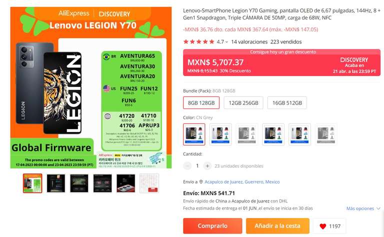 AliExpress: Lenovo Legion y70