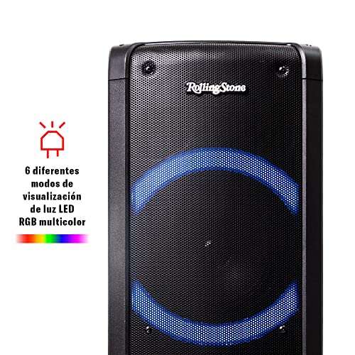 Amazon: Bocina Inalámbrica Rolling Stone Glastonbury 6.5" x 2 con Luces Led Multicolor Conexiones Micro SD, USB, Auxiliar 3.5 mm