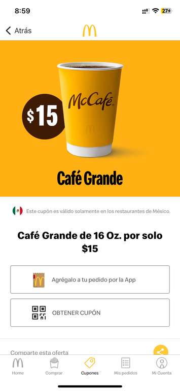 McDonald's App: Café Grande (McDonald’s)