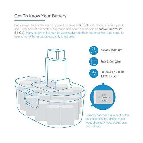 Amazon: Paquete de 2 baterías NiCd de 18 V 2000 mAh para Dewalt