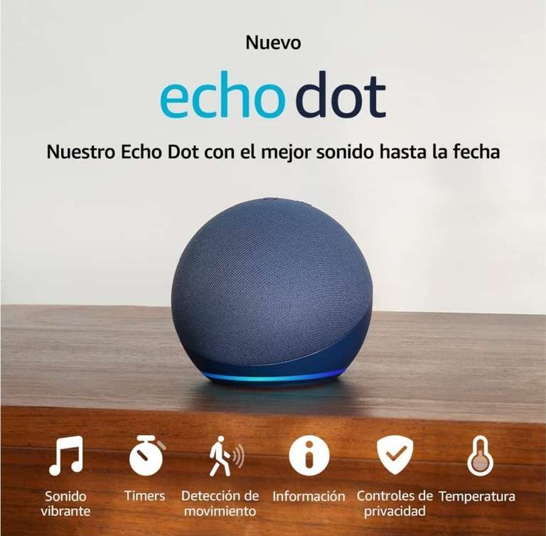 Amazon: Echo Dot 5ta generación (sin reloj) con foco inteligente Wiz. $799 Si pagas en efectivo
