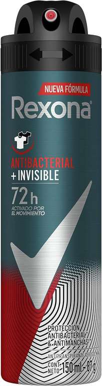 Amazon: Antitranspirante en Aerosol REXONA MEN Antibacterial + Invisible, 150 ml - Planea y Ahorra