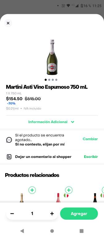 Rappi Turbo - Martini Asti Vino Espumoso- envío gratis con Pro,Yo estoy en Mérida, cuestión de probar en sus Estados