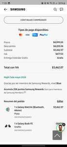 Samsung Store: Galaxy watch 6 (44mm) + Galaxy buds fe | $3462 siendo 1a compra