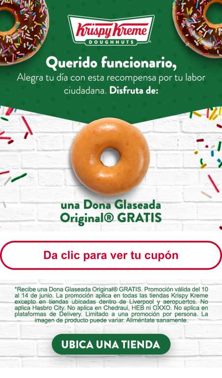 Krispy Kreme - dona GRATIS y 30% OFF para Funcionario de Casilla