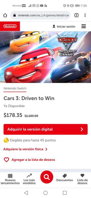 Nintendo switch: CARS 3: Driven to win
