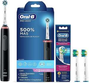 Amazon: Oral-B Pro 2000 Cepillo De Dientes Eléctrico Recargable 1 Unidad + 2 Repuestos Floss Action