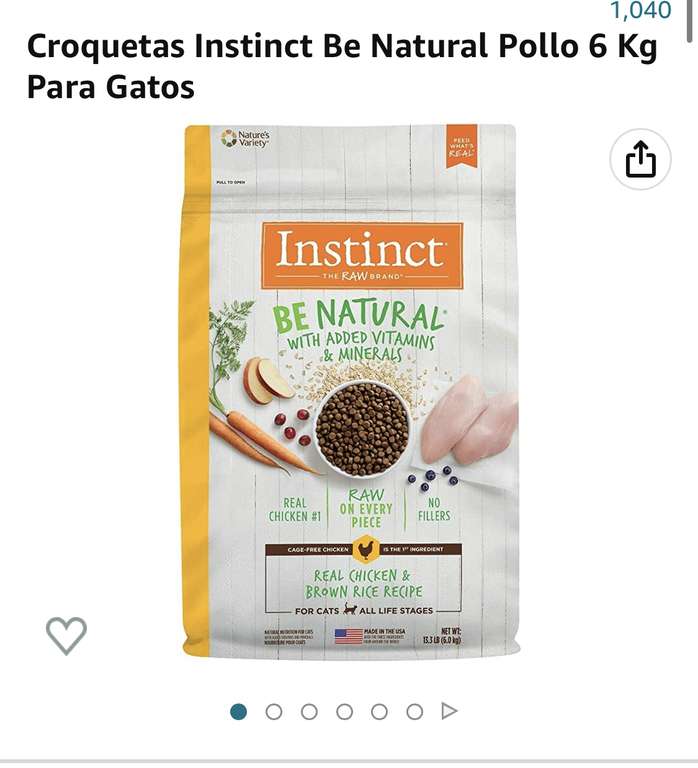 Amazon: Croquetas Instinct Be Natural Pollo 6 Kg Para Gatos (Promocion comprando 10 piezas)