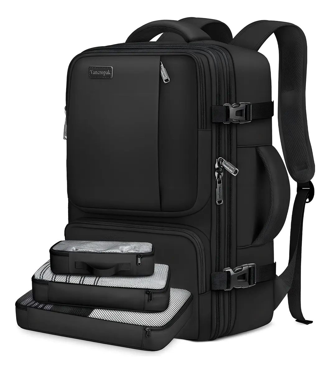Mercado Libre: Mochila De Viaje Vancropak Con Tres Bolsos, 45l, Antirrobo, Equipaje de mano 10kg Negro