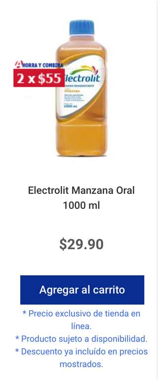Farmacia del Ahorro: Electrolit desde $16.33 en tienda física y $19.75 en línea (leer descripción) | Ejemplo: 4 x $79