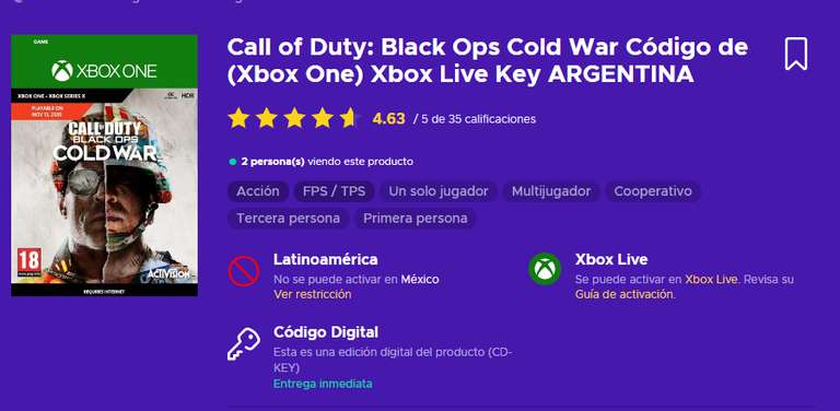 ENEBA-Call of Duty: BO Cold War (Xbox One) ARGENTINA