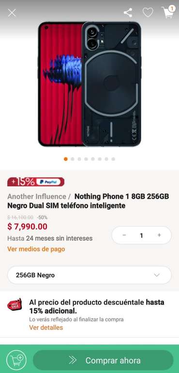 Linio: Nothing Phone 1 8GB 256GB Negro Dual SIM teléfono inteligente | Pagando con PayPal