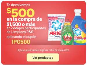 Soriana: $500 de descuento comprando $1,500 en productos de Limpieza P&G seleccionados, con cupón (1PG500) + envio gratis