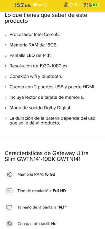 Mercado Libre: Gateway I5 11va 16Gb Ram SSD 512
