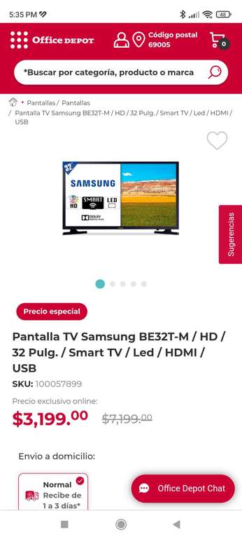 Office Depot: Samsung Smart tv 32" $3199