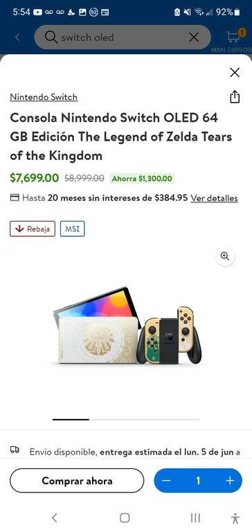 Walmart: Switch Oled Edición Zelda TOTK