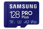 Amazon: SAMSUNG PRO Plus + Adaptador microSDXC de 128 GB hasta 160 MB/s UHS-I, U3, A2, V30, Full HD y 4K UHD