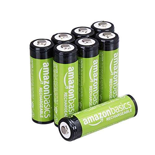 Amazon Basics: Paquete de 8 Baterías Recargables AA, Alta Capacidad 2400 mAh + Paquete de 8 Baterías Recargables AA 2000 mAh