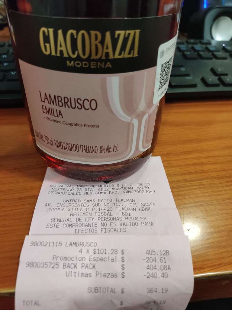Sam's Club: Vino Rosado Giacobazzi