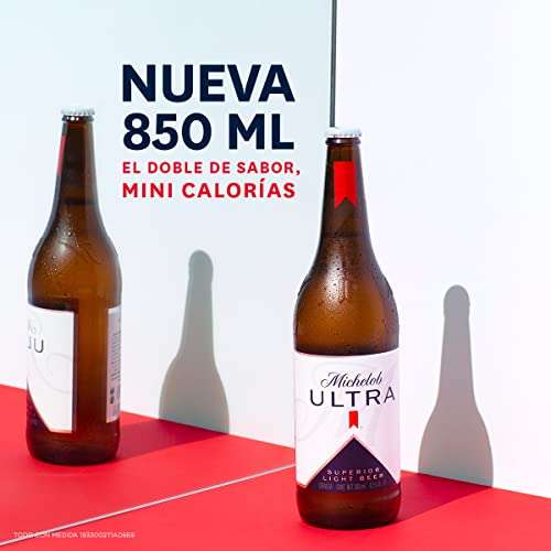 Amazon: 12 Cerveza Ultra de 850ml a 34 pesitos cada una usando cupón de 20%