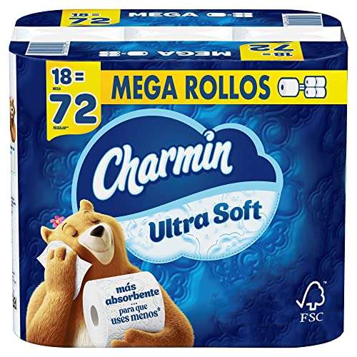 Amazon: Charmin Ultra Soft Papel higiénico 18 Mega Rollos / PLANEA Y AHORRA