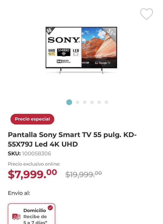 Office Depot: Pantalla Sony Smart TV 55 pulg. KD-55X79J Led 4K UHD
