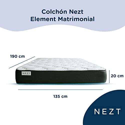 Amazon: Nezt Element, Colchón Matrimonial en Caja, Firme, 4 Capas, Memory Foam, Espuma Certificada, Soporte Ortopédico