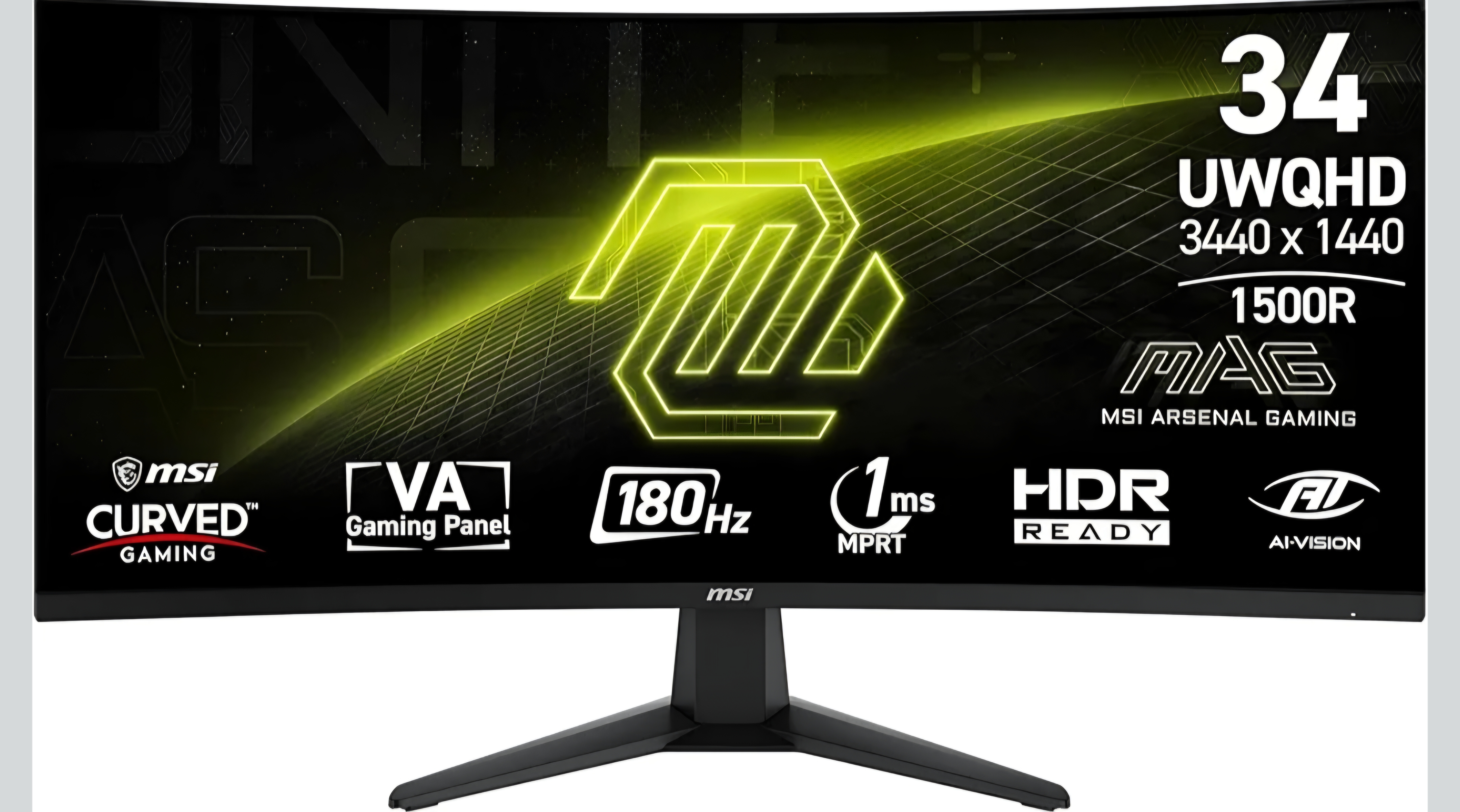 Amazon: MSI mag 346CQ, UltraWide Curved Gaming Monitor 34", VA Gaming Panel, 180 Hz, 1MS HDR Ready, HDMI Display Port, Curvo 1500R.