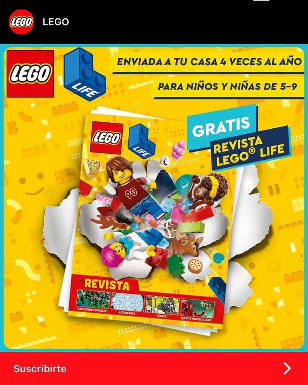 Suscripción gratis a la revista física de Lego