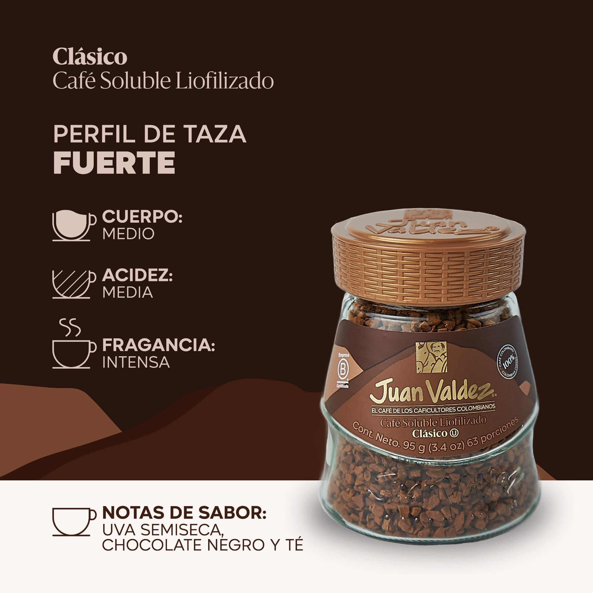 AMAZON: Juan Valdez | Café Premium con Micromolido, Soluble Liofilizado de Colombia, Sabor Clásico | Frasco de 95g (Planea y Ahorra)