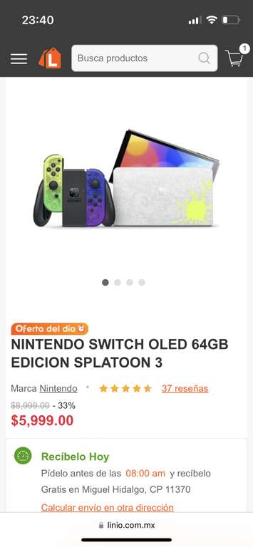 Linio Nintendo switch oled versión splatoon