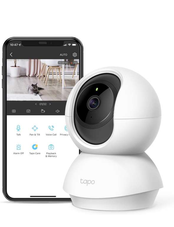 Amazon: TP-Link Tapo C200, cámara Wi-Fi de seguridad para el hogar con giro / inclinación, 1080p, audio bidireccional