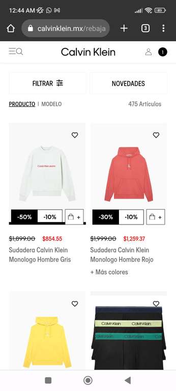 Calvin Klein: 60% OFF + 10% OFF + 15% OFF Al recoger en tienda.