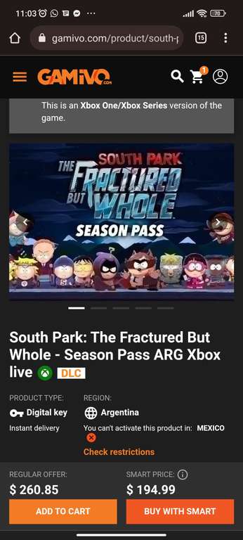 Gamivo | SEASON PASS de South Park: The Fractured But Whole XBOX ARG