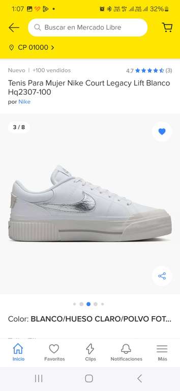 Tenis Nike Court Legacy Lift Mujer - Blanco/Hueso $1379.40 at Mercado Libre  | Promodescuentos