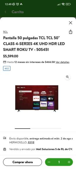 TCL 50 Class 4-Series 4K UHD HDR Smart Roku TV - 50S451 