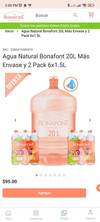 Bonafont: Agua Natural Bonafont 20L Más Envase y 2 Pack 6x1.5L