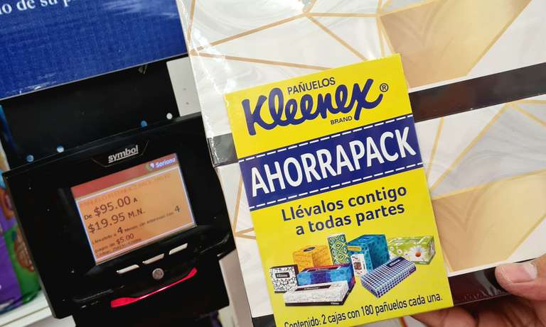 Mercado Soriana: Kleenex Pack con 2 cajas de 180 pañuelos