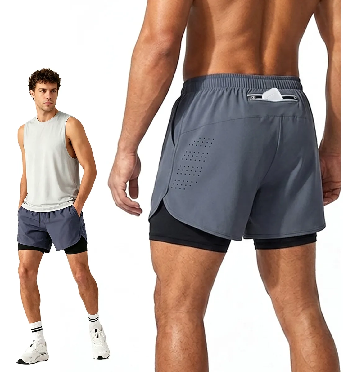 Mercado Libre: Short Deportivo con Licra 2 en 1 y 3 bolsillos.