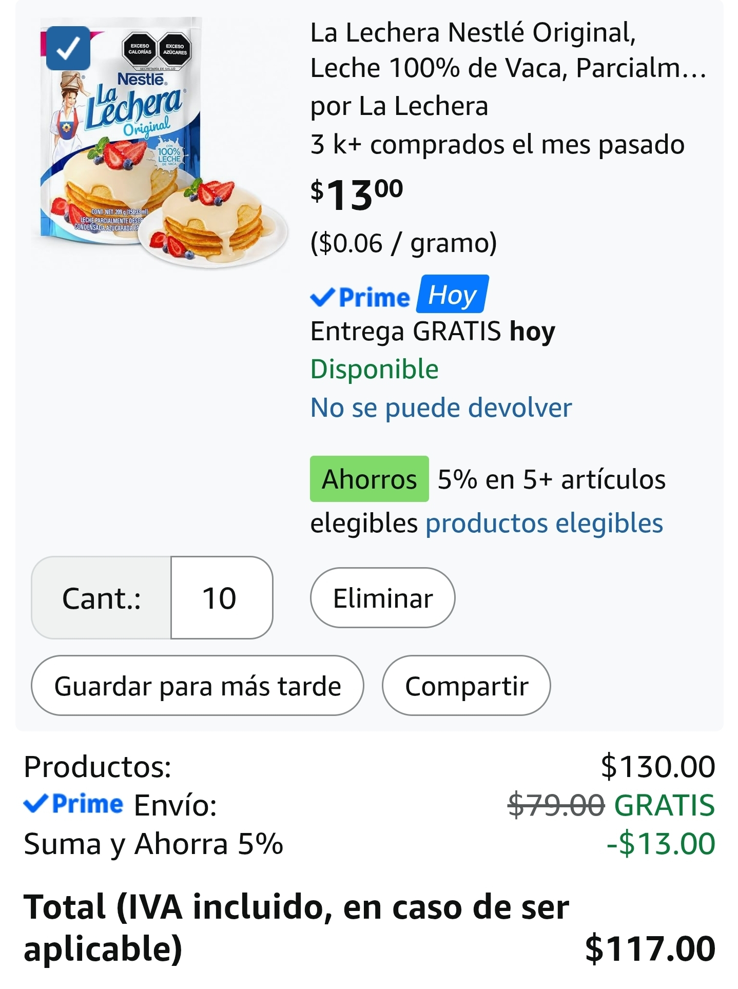 Amazon: $11 comprando 10 ||| La Lechera Nestlé Original