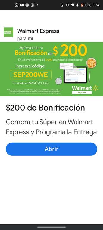 Walmart Cupón $200