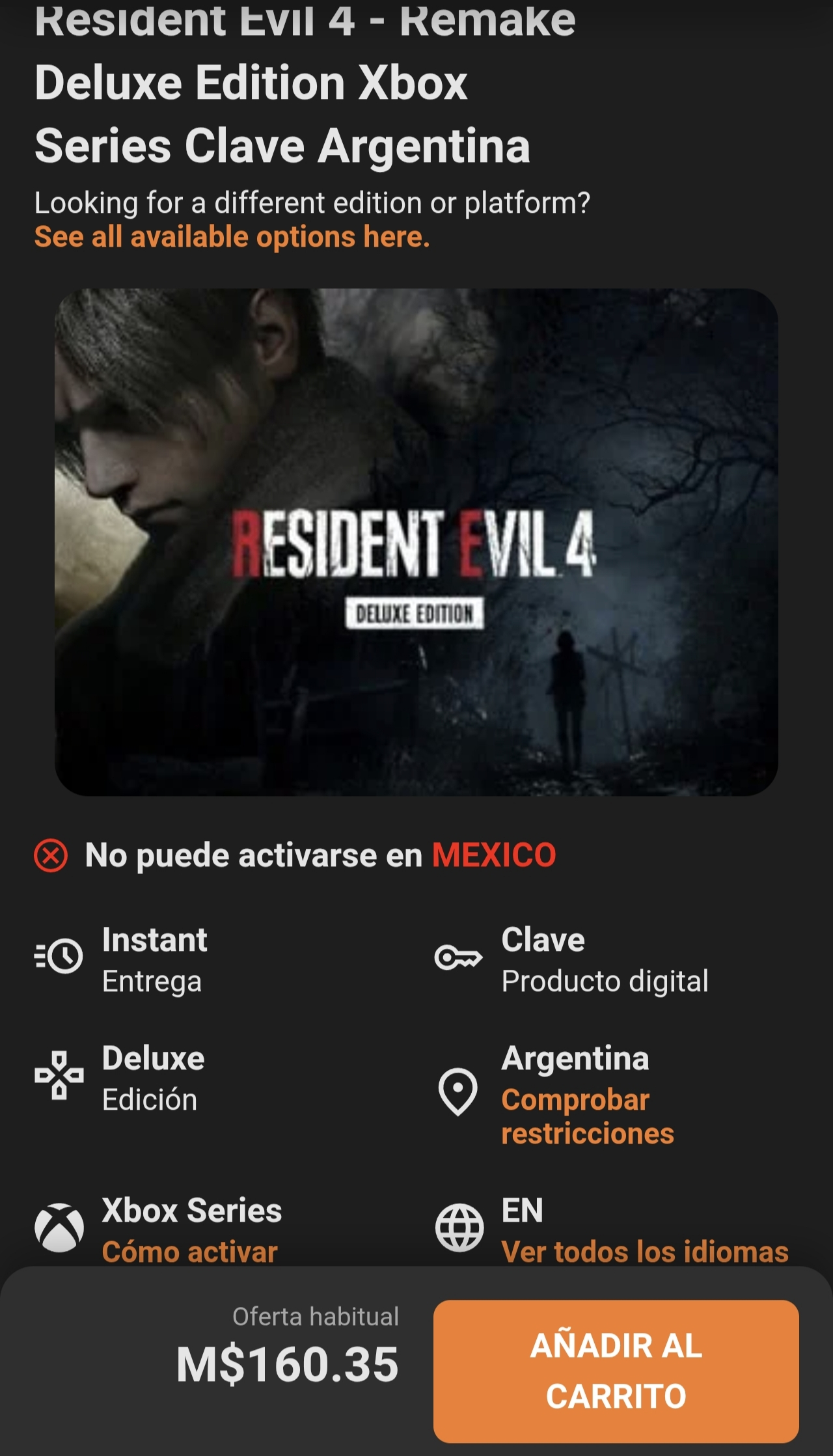 Gamivo: Resident Evil 4 - Remake Deluxe Edition Xbox Series Argentina