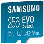 Amazon: Memoria Micro SD Samsung EVO Select de 256GB clase 10 u3 + Adaptador