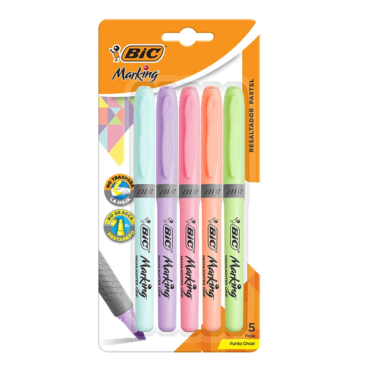 Amazon: BIC, Marcatextos con Grip, Subraya Todo, Punta Cincel, Marking Pastel, Surtido de Colores, 5 piezas, 4 por el precio de 3