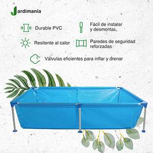 Amazon: Jardimanía – Alberca Armable Rectangular de Acero – 3 Capas de Poliéster Reforzado - Resistente a Corrosión – 265 x 182 x 66 cm