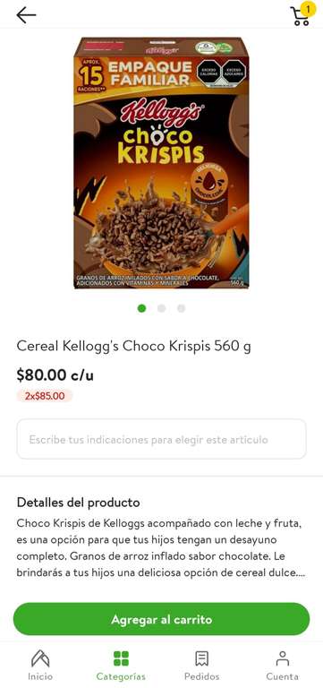 Despensa Bodega Aurrerá: 2 Choco Krispis x $85