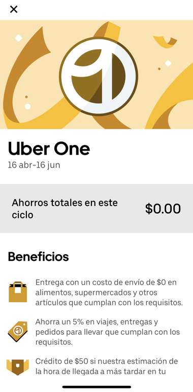 Uber One: 2 meses gratis para cuentas viejas/nuevas sin tenerlo activo