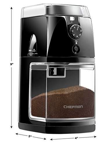 Amazon: Molinillo de café Chefman, 17 opciones de molienda, apta para lavavajillas